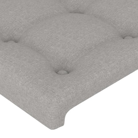  Rama łóżka z zagłówkiem, jasnoszara, 200x200 cm, obita tkaniną