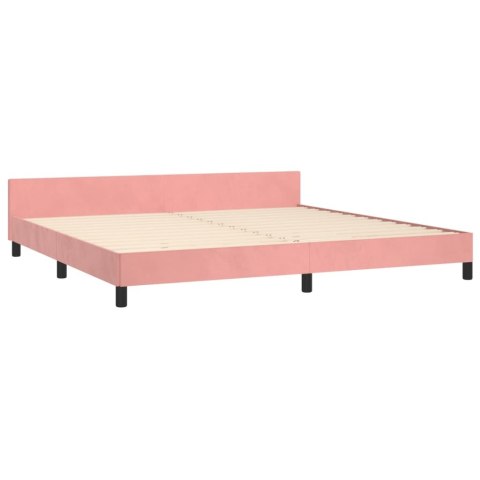  Rama łóżka z zagłówkiem, różowa, 200x200 cm, aksamitna