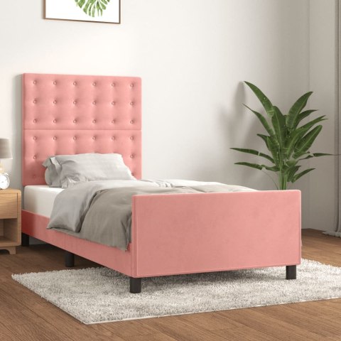  Rama łóżka z zagłówkiem, różowa, 90x200 cm, aksamitna