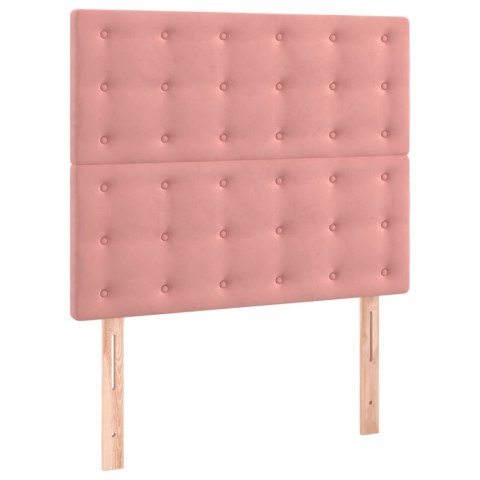  Rama łóżka z zagłówkiem, różowa, 90x200 cm, aksamitna