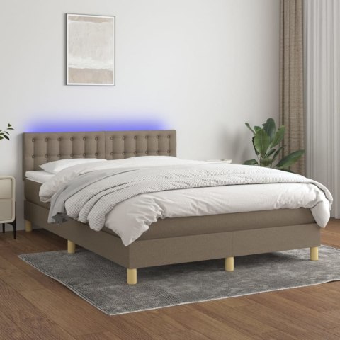  Łóżko kontynentalne z materacem, taupe, 140x200 cm, tkanina