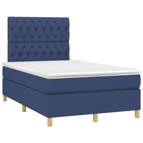  Łóżko kontynentalne z materacem, niebieskie 120x200 cm, tkanina