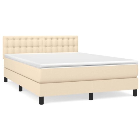  Łóżko kontynentalne z materacem, kremowe, tkanina, 140x200 cm