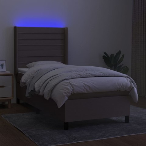  Łóżko kontynentalne z materacem, taupe, 80x200 cm, tkanina