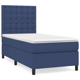  Łóżko kontynentalne z materacem, niebieskie, tkanina, 80x200 cm