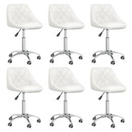  Obrotowe krzesła stołowe, 6 szt., białe, sztuczna skóra