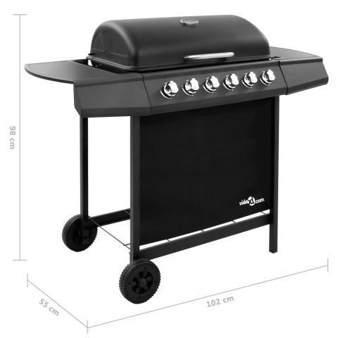  Grill gazowy z 6 palnikami, czarny