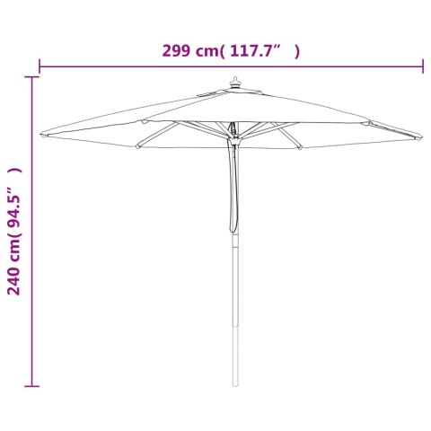  Parasol ogrodowy na drewnianym słupku, piaskowy, 299x240 cm