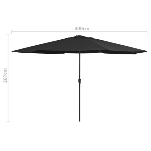  Parasol ogrodowy na metalowym słupku, 400 cm, czarny