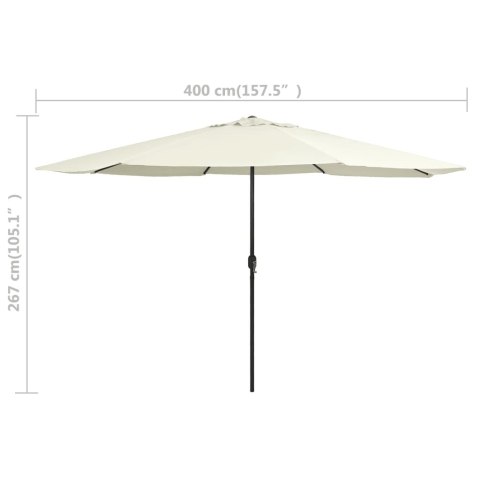  Parasol ogrodowy na stalowym słupku, 400 cm, piaskowy biały