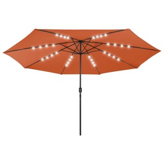  Parasol ogrodowy z LED i metalowym słupkiem, 400 cm, terakota