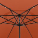  Parasol ogrodowy z LED i metalowym słupkiem, 400 cm, terakota