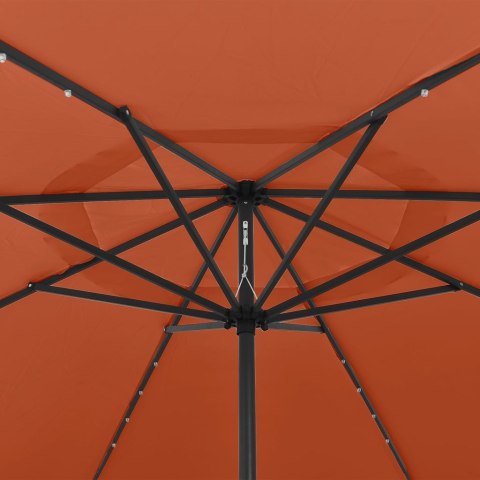  Parasol ogrodowy z LED i metalowym słupkiem, 400 cm, terakota