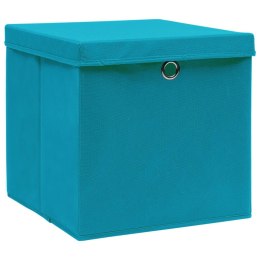  Pudełka z pokrywami, 4 szt., błękitne, 32x32x32 cm, tkanina