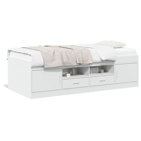  Łóżko dzienne z szufladami, białe, 100x200 cm
