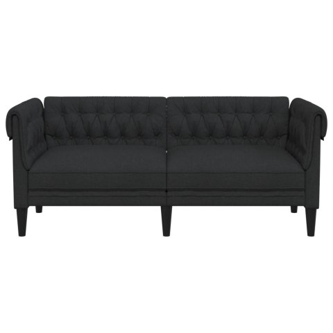  Sofa Chesterfield, dwuosobowa, czarna, obita tkaniną