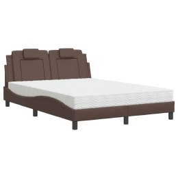  Łóżko z materacem, brązowe, 120x200 cm, sztuczna skóra