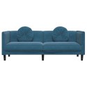  Sofa 3-osobowa z poduszkami, niebieska, aksamit