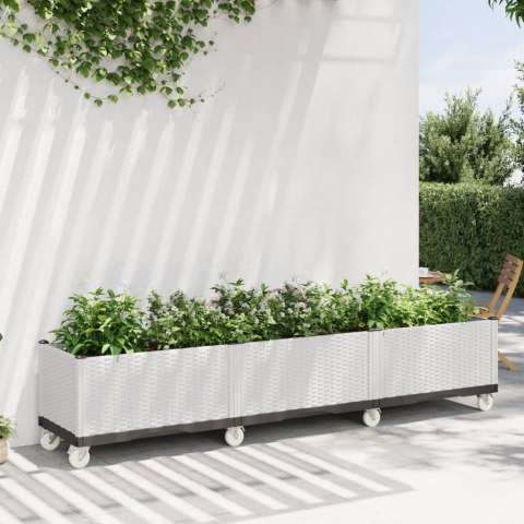  Donica ogrodowa z kółkami, biała, 240x50x54 cm, PP
