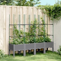  Donica ogrodowa z kratką, jasnoszara, 160x40x142,5 cm, PP