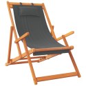  Składane krzesła plażowe, 2 szt., szare, obite tkaniną