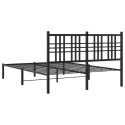  Metalowa rama łóżka z wezgłowiem czarna, 140x200 cm