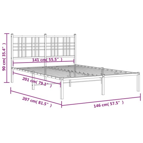  Metalowa rama łóżka z wezgłowiem czarna, 140x200 cm