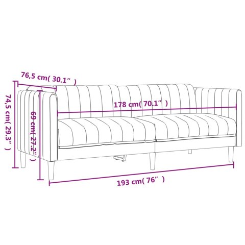  Sofa 3-osobowa, niebieska, tapicerowana tkaniną