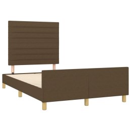  Rama łóżka z wezgłowiem, ciemnobrązowa, 120x190 cm, tkanina