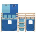  Dziecięce łóżko na antresoli, z tunelem, niebieskie, 90x190 cm