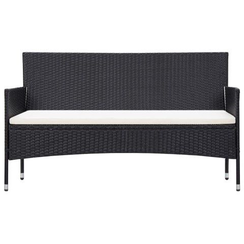  3-osobowa sofa ogrodowa z poduszkami, czarna, polirattan