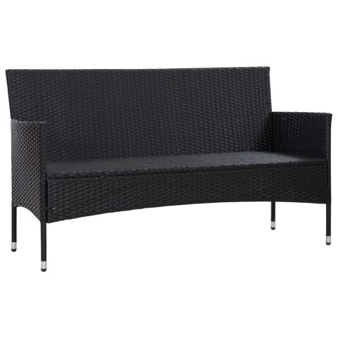  3-osobowa sofa ogrodowa z poduszkami, czarna, polirattan