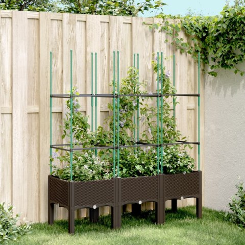  Donica ogrodowa z kratką, brązowa, 120x40x142,5 cm, PP