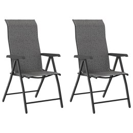  Składane krzesła ogrodowe, 2 szt., szare, rattan PE