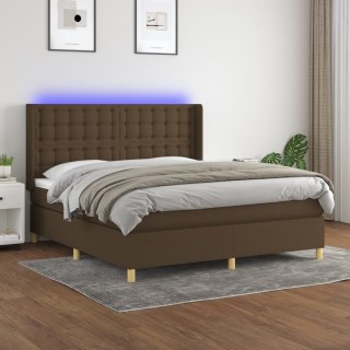  Łóżko kontynentalne z materacem, brązowe, 160x200 cm, tkanina