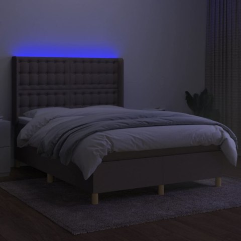  Łóżko kontynentalne z materacem, taupe, 140x200 cm, tkanina