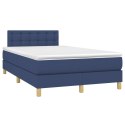  Łóżko kontynentalne z materacem, niebieskie, tkanina 120x200 cm