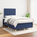  Łóżko kontynentalne z materacem, niebieskie, tkanina 120x200 cm