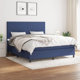  Łóżko kontynentalne z materacem, niebieskie, tkanina, 160x200cm