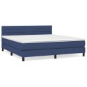  Łóżko kontynentalne z materacem, niebieskie, tkanina, 180x200cm