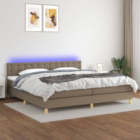  Łóżko kontynentalne z materacem, taupe, 200 x 200 cm, tkanina