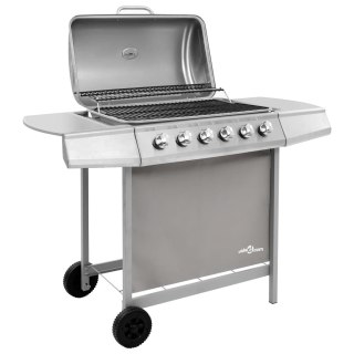  Grill gazowy z 6 palnikami, srebrny