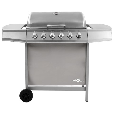  Grill gazowy z 6 palnikami, srebrny