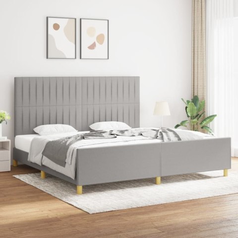  Rama łóżka z zagłówkiem, jasnoszara, 200x200 cm, obita tkaniną