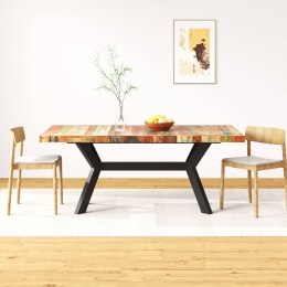  Stół jadalniany, drewno odzyskane, stalowe nogi krzyżowe, 180cm