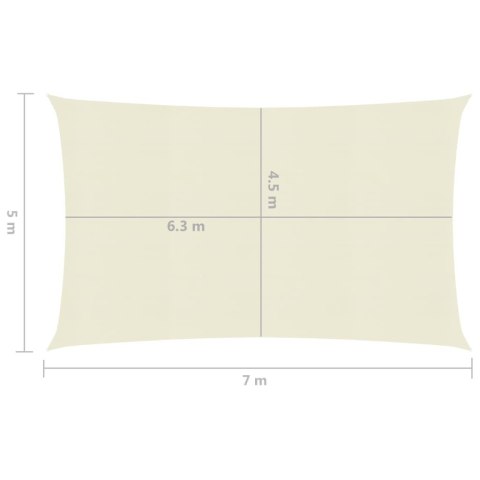  Żagiel przeciwsłoneczny, 160 g/m², kremowy, 5x7 m, HDPE