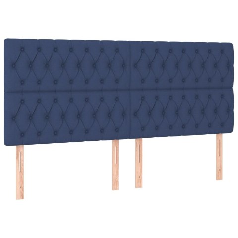  Rama łóżka z zagłówkiem, niebieska, 200x200 cm, obita tkaniną