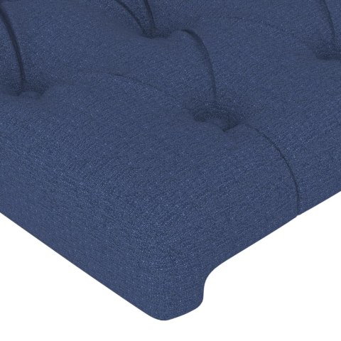  Rama łóżka z zagłówkiem, niebieska, 200x200 cm, obita tkaniną