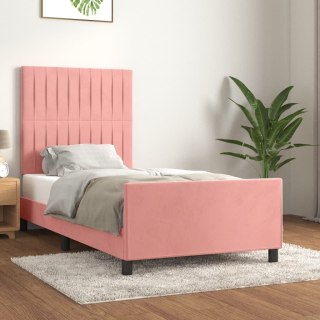  Rama łóżka z zagłówkiem, różowa, 80x200 cm, aksamitna