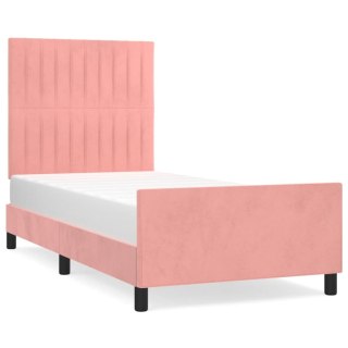  Rama łóżka z zagłówkiem, różowa, 80x200 cm, aksamitna